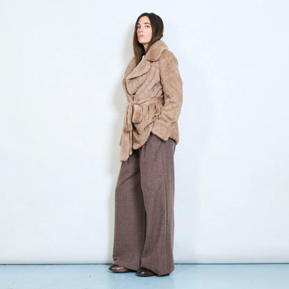 Women's Short Faux Fur Coat with Belt – Sunnyday