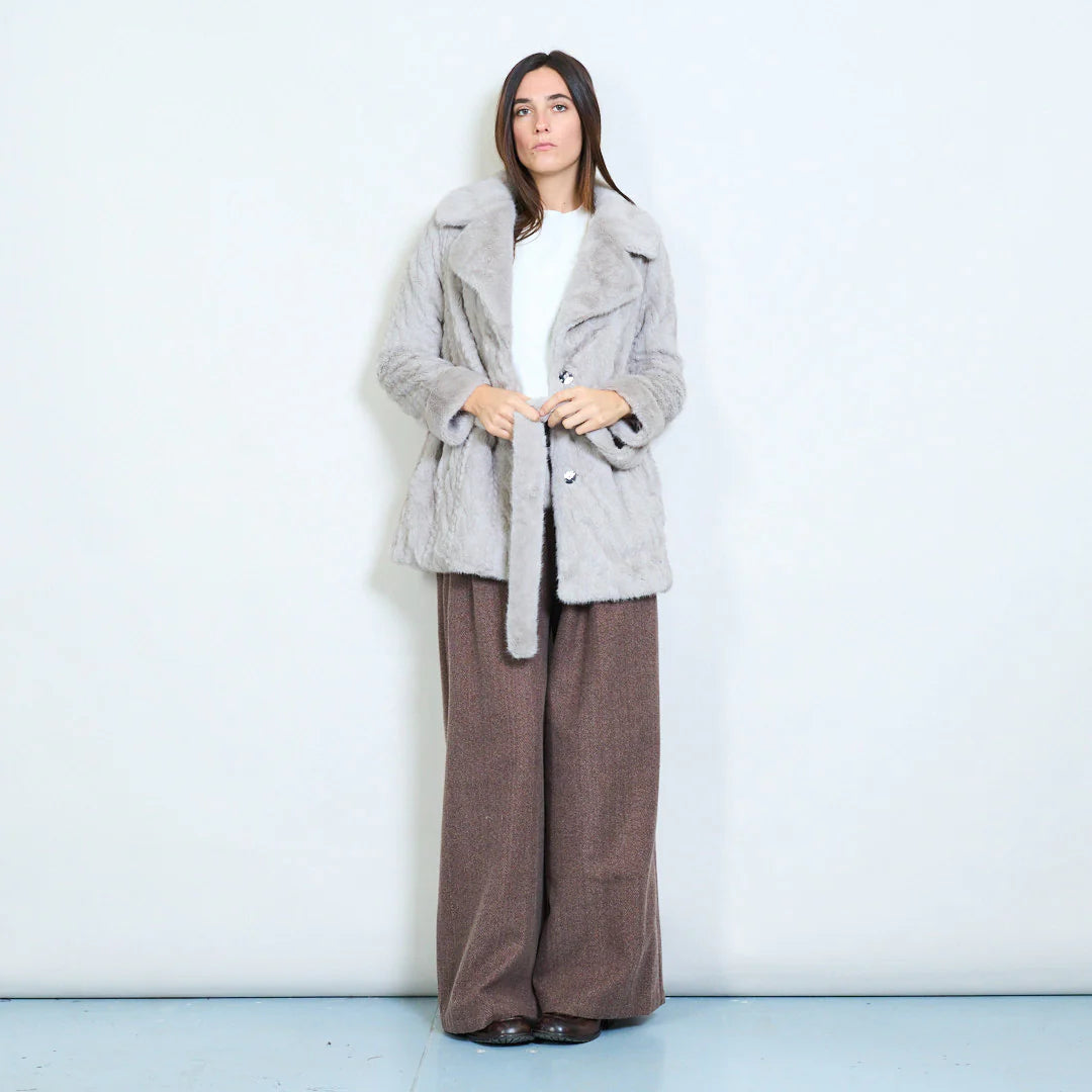 Women's Short Faux Fur Coat with Belt – Sunnyday