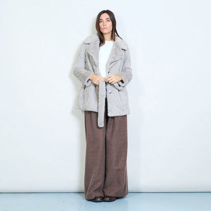 Women's Short Faux Fur Coat with Belt – Sunnyday