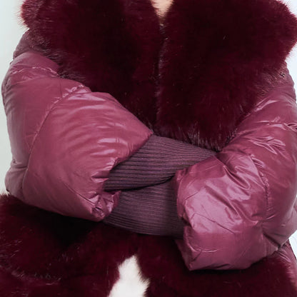 Piumino corto donna con inserti in pelliccia sintetica – Sunnyday