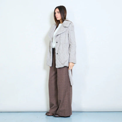 Women's Short Faux Fur Coat with Belt – Sunnyday