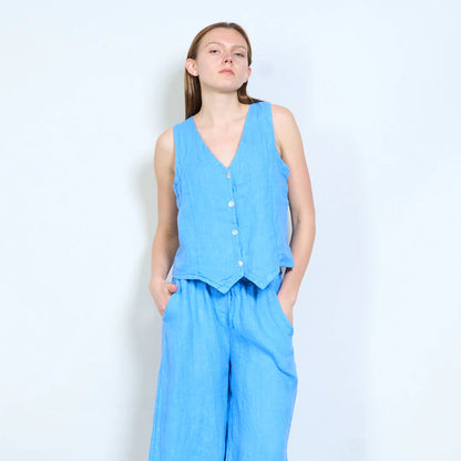 Gilet smanicato con scollo a V e bottoni frontali