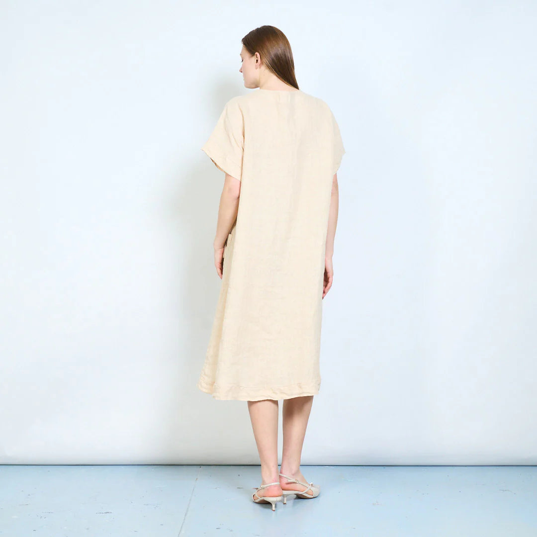 Abito donna ampio con laccetti decorativi e tasca