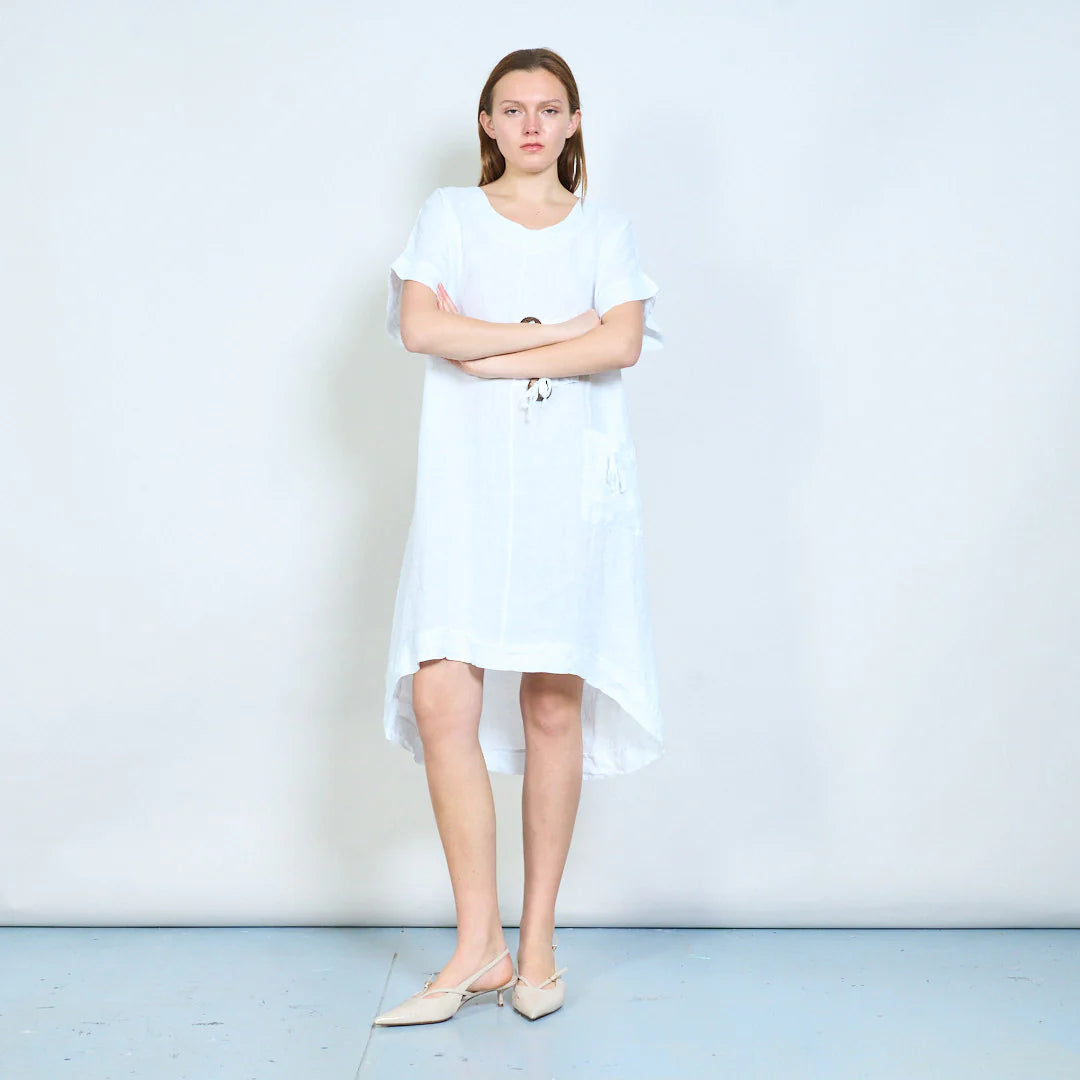 Abito donna ampio con laccetti decorativi e tasca