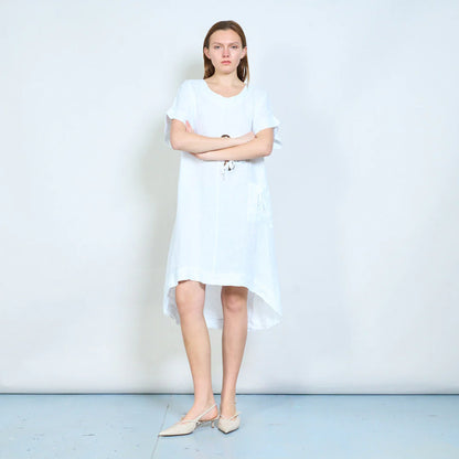 Abito donna ampio con laccetti decorativi e tasca