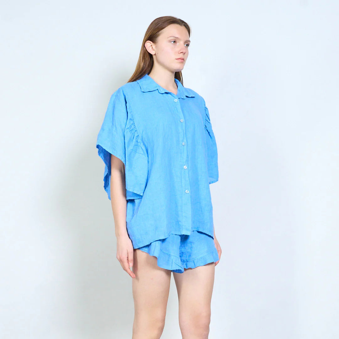 Camicia donna in lino con maniche ampie e taglio morbido