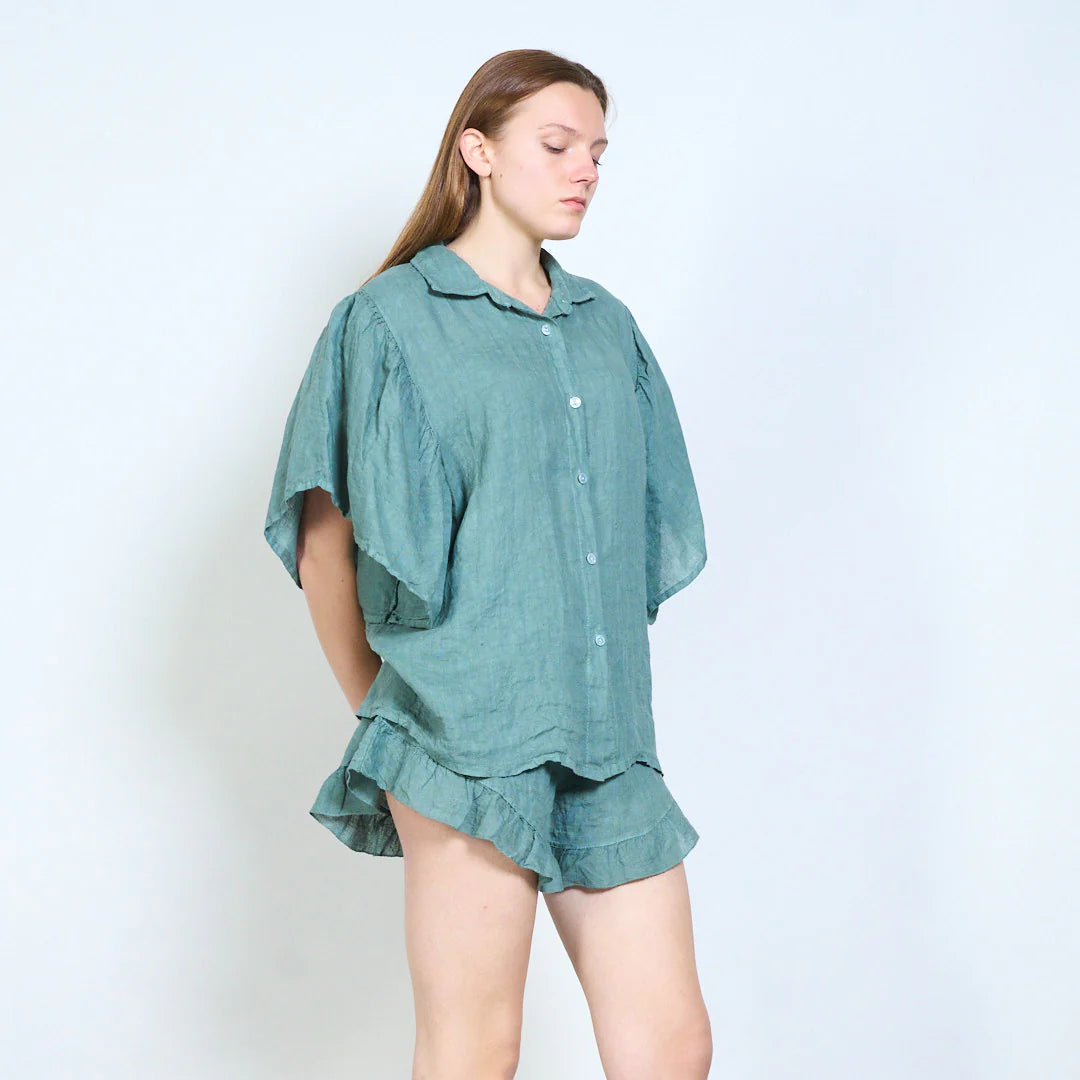 Camicia donna in lino con maniche ampie e taglio morbido