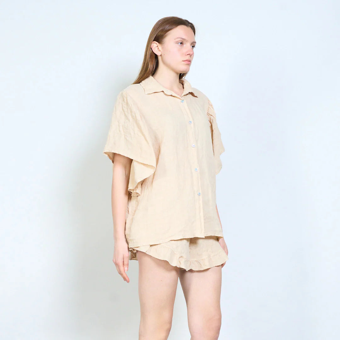 Camicia donna in lino con maniche ampie e taglio morbido