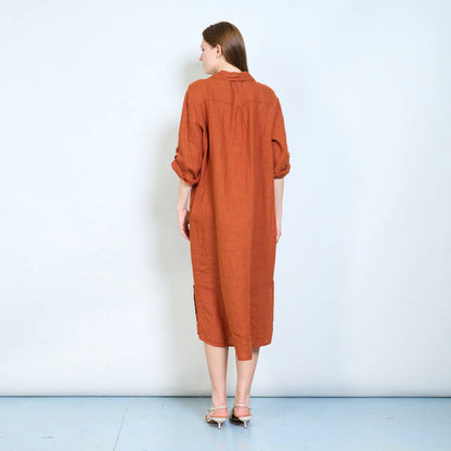 Abito chemisier lungo donna con bottoni e maniche arrotolabili