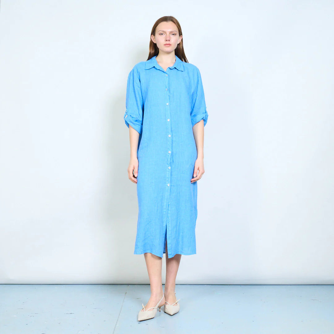 Abito chemisier lungo donna con bottoni e maniche arrotolabili