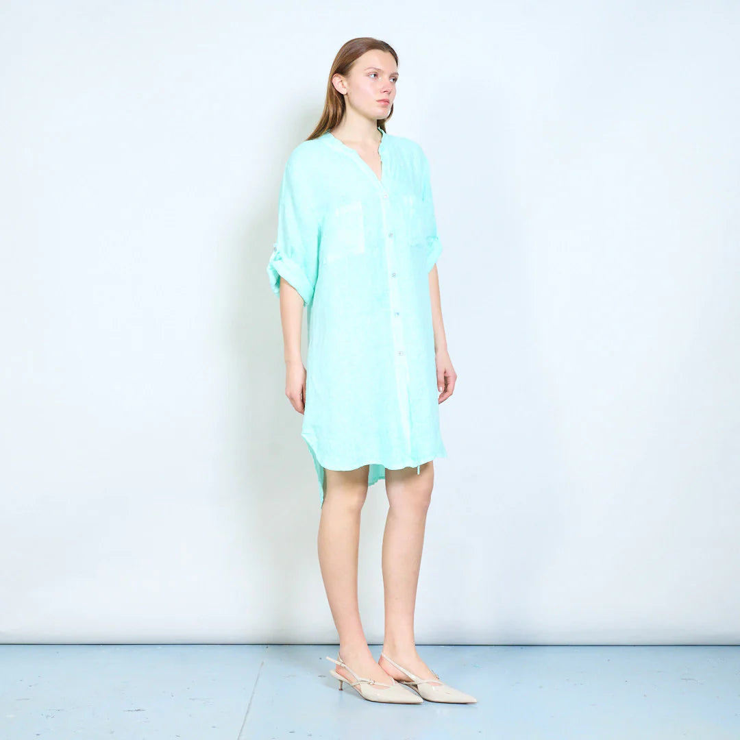 Abito chemisier donna ampio con bottoni e maniche arrotolabili