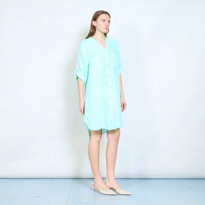 Abito chemisier donna ampio con bottoni e maniche arrotolabili