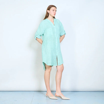 Abito chemisier donna ampio con bottoni e maniche arrotolabili