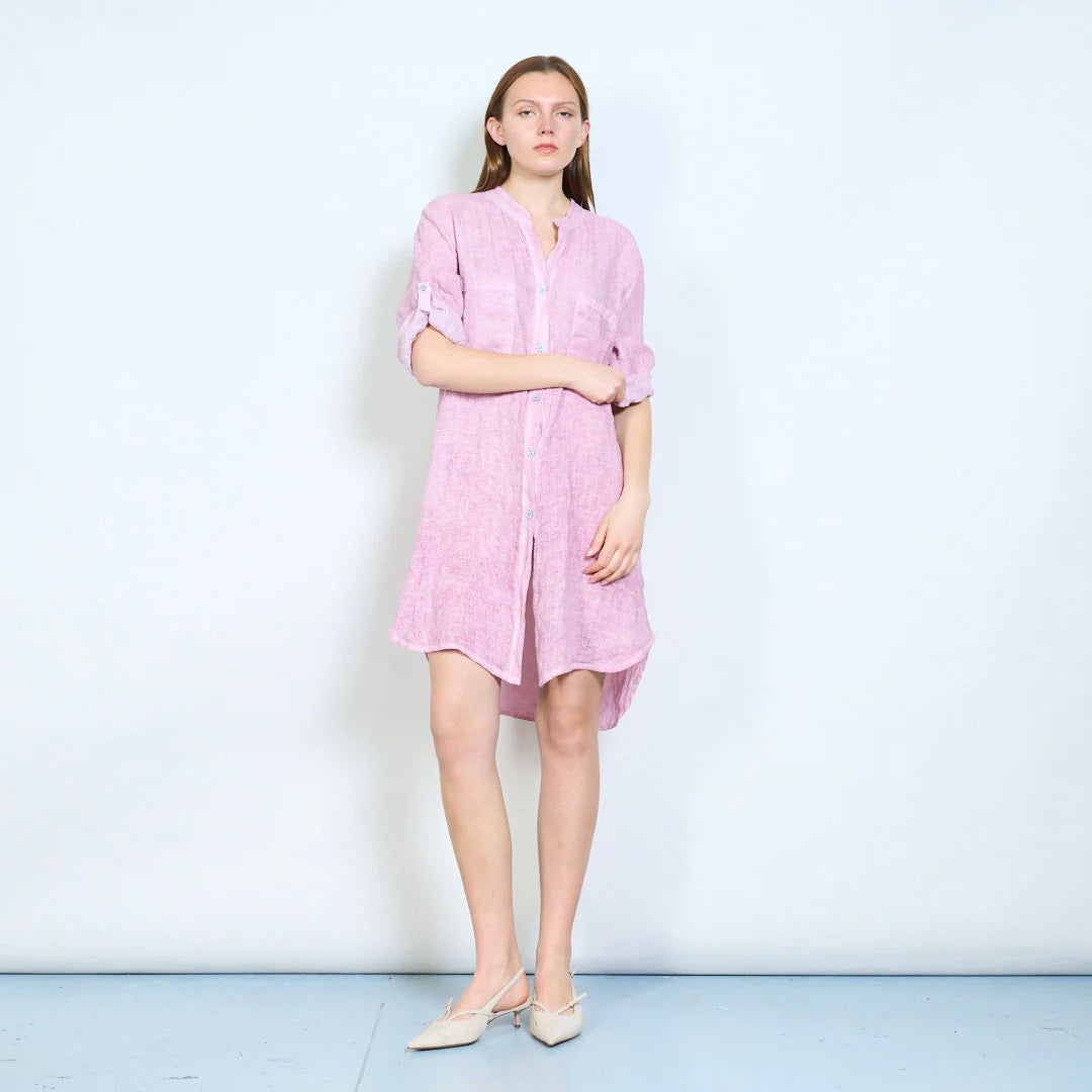 Abito chemisier donna ampio con bottoni e maniche arrotolabili