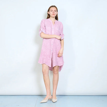 Abito chemisier donna ampio con bottoni e maniche arrotolabili