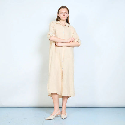 Abito chemisier lungo donna con bottoni e maniche arrotolabili