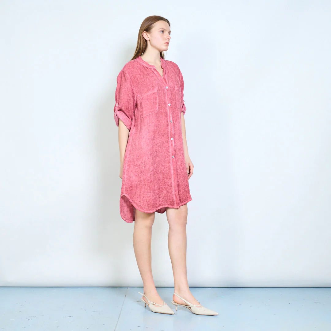 Abito chemisier donna ampio con bottoni e maniche arrotolabili