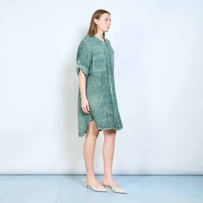 Abito chemisier donna ampio con bottoni e maniche arrotolabili