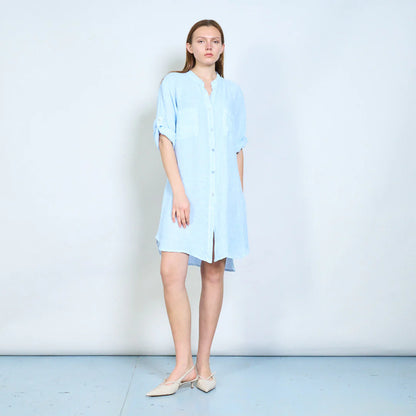 Abito chemisier donna ampio con bottoni e maniche arrotolabili