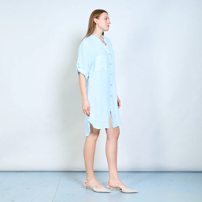 Abito chemisier donna ampio con bottoni e maniche arrotolabili