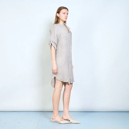 Abito chemisier donna ampio con bottoni e maniche arrotolabili