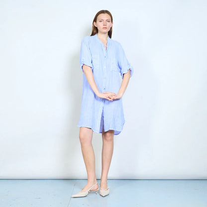 Abito chemisier donna ampio con bottoni e maniche arrotolabili