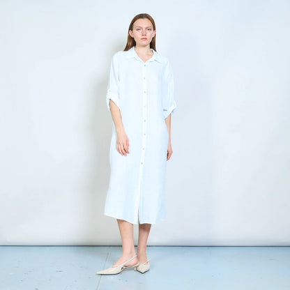 Abito chemisier lungo donna con bottoni e maniche arrotolabili