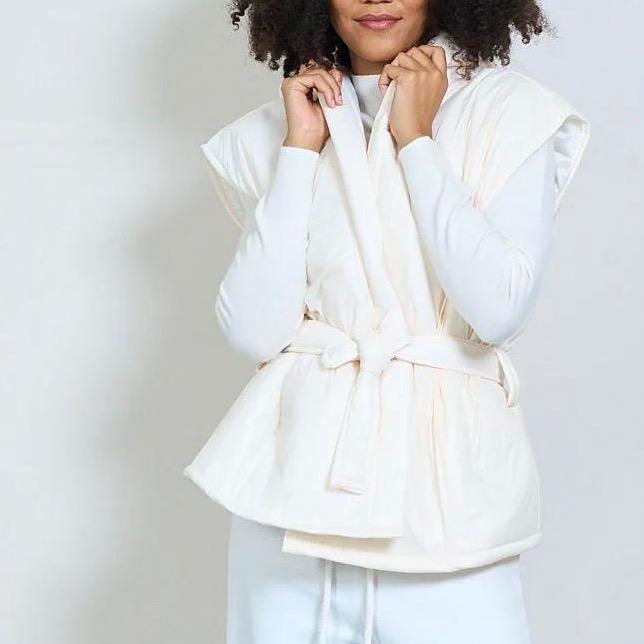 Gilet Donna Casual con Cappuccio e Cintura Versatile e Pratico per Look Casual