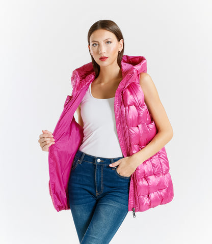 Gilet Imbottito Effetto Lucido Casual E alla Moda Design Elegante Versatile e Moderno per Look Chic e Pratico