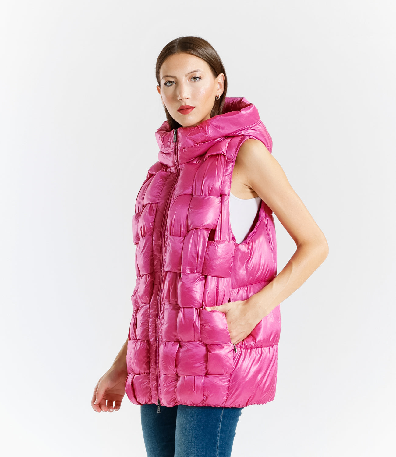 Gilet Imbottito Effetto Lucido Casual E alla Moda Design Elegante Versatile e Moderno per Look Chic e Pratico